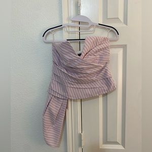 Zara Pink Striped Strapless Top